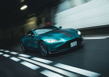 Teal Sports Car in Tunnel