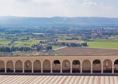 Assisi Italian Landscape from Colonnade