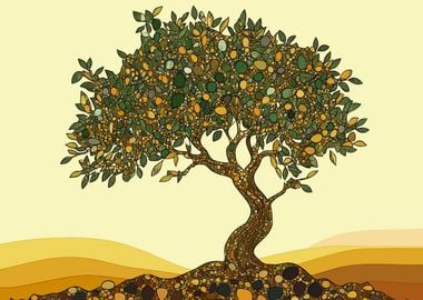 Mosaic Olive Tree Art