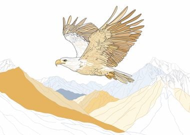 Eagle Soaring Over Mountains