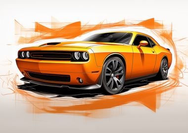 Orange Dodge Challenger