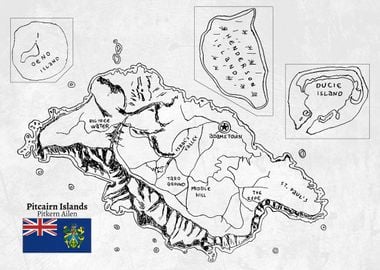 Handdrawn Map of Pitcairn Islands