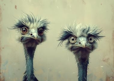 Two Curious Ostriches