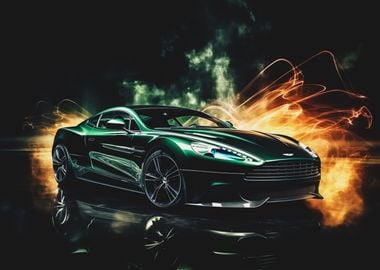 Green Aston Martin car