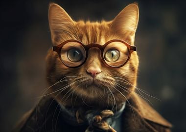 Cat in Glasses Vintage