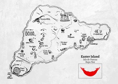 Handdrawn Map of Easter Island