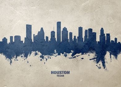 Vintage Houston Baseball Space City Skyline Retro Cityscape Poster