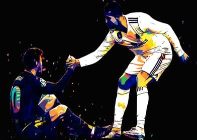  Messi & Ronaldo Chess Poster, Football Legends Canvas