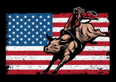 Bull in Rodeo - USA - Affiche photo 70x50 avec cadre