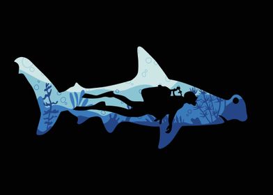 Vintage Shark Silhouette Hammerhead Shark Tiger Shark Heart Men's