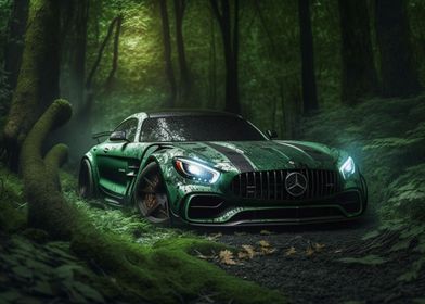 Wall Art Print Mercedes AMG GTR Car Poster, Gifts & Merchandise