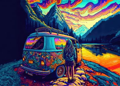 hippie van art