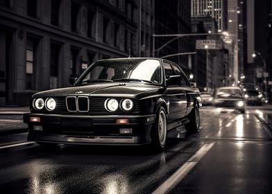 BMW e30 Wandbild, BMW Leinwanddruck, bmw e30 Poster, BMW