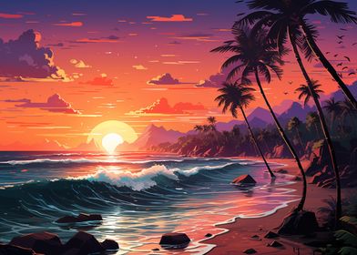Beach Sunset Art-preview-3