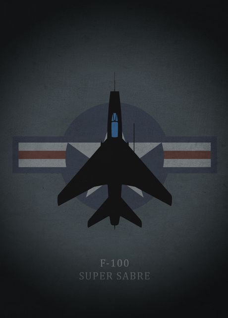 'F-100 Super Sabre' Poster, picture, metal print, paint by Iwoko | Displate