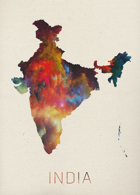 'India Watercolor Map' Poster by Design Turnpike | Displate