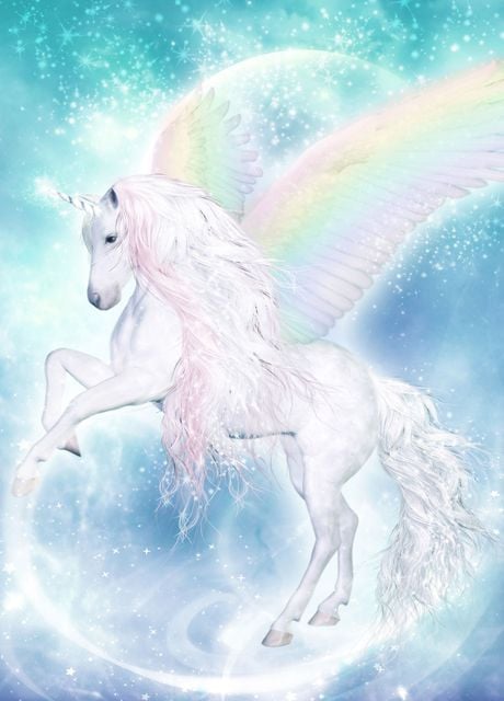 'Rainbow Pegasus Unicorn' Poster, picture, metal print, paint by ...