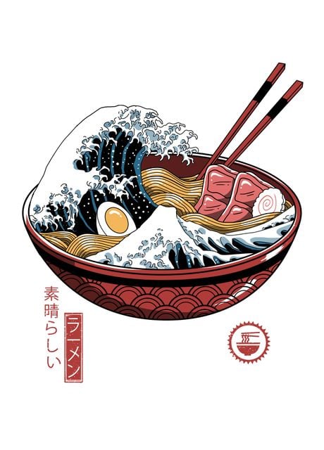 'Great Ramen Wave White' Poster, picture, metal print, paint by vp ...