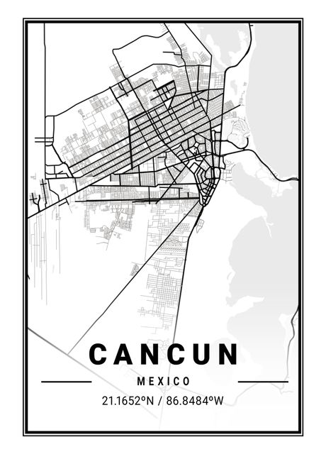 'Cancun Light City Map' Poster by Tien Stencil | Displate
