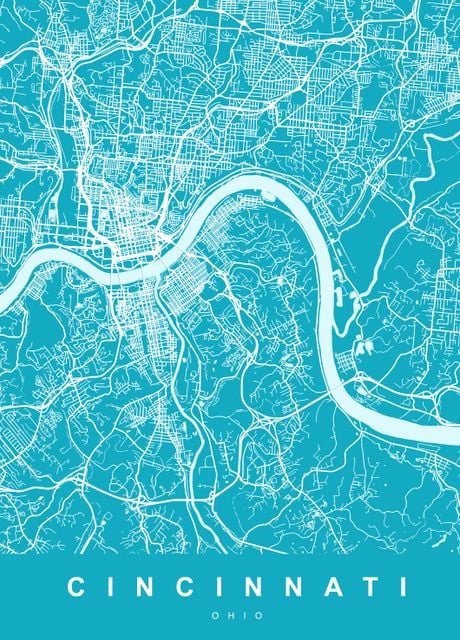 Cincinnati Map Ohio US Poster By UrbanMaps Displate C52fc1abbdb881e9961f1ecfddb7a219 Bcfa785c01c39dbdee6f291a479bcce3