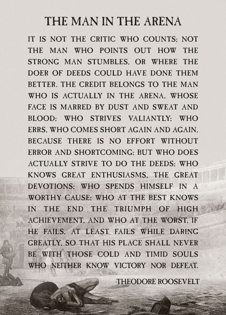'The Man in the Arena' Poster, picture, metal print, paint by SNB - How To Watch The Man In The Arena