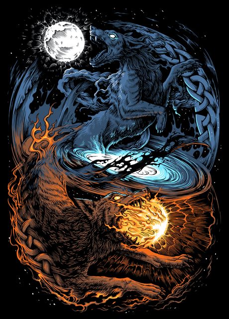 'Norse Viking Wolves Myth ' Poster by Richard Åkers | Displate