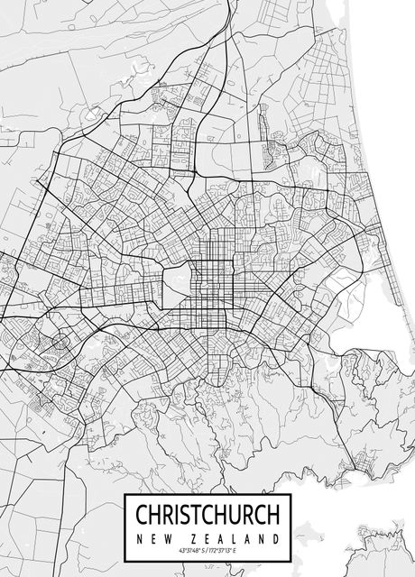 'Christchurch Map Light' Poster by deMAP Studio | Displate