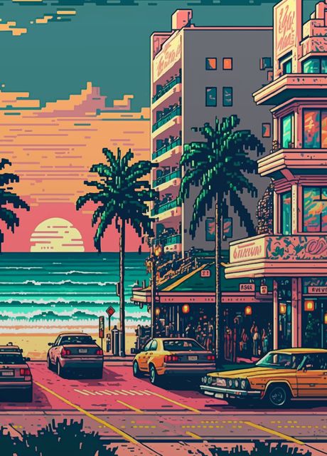 'Miami Pixel art' Poster by M Art | Displate