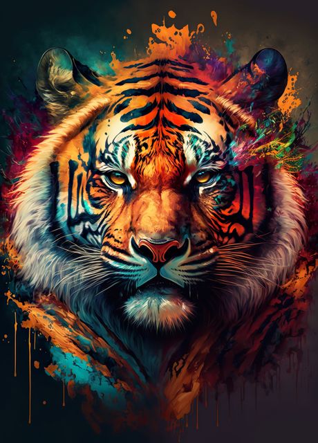 'Color Splash Tiger' Poster, picture, metal print, paint by TESSERACT ...