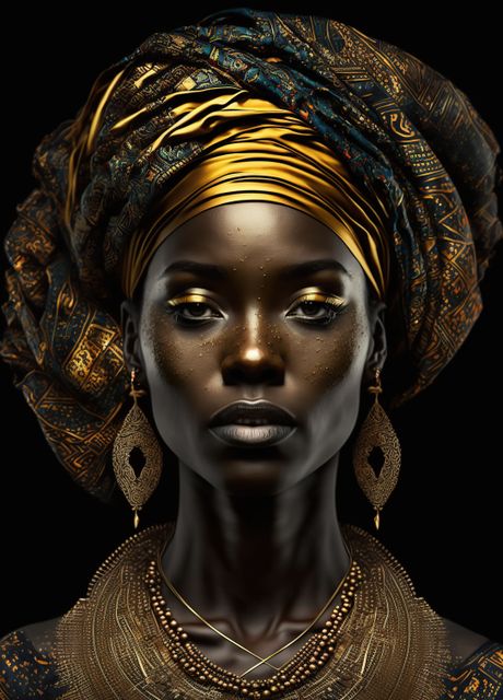 'African Woman Black Gold' Poster by hassen bouchemma | Displate