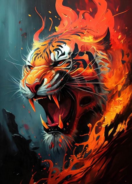 'Fire Tiger' Poster by Qrisio | Displate