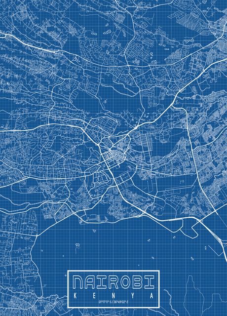 'Nairobi Map Blueprint' Poster by deMAP Studio | Displate