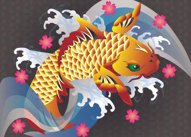 ‘A colorful Japanese koi fish jumping out of the water, ’ Poster by