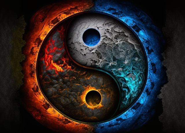 'Fire and ice Yin Yang' Poster by Kristy Haines | Displate