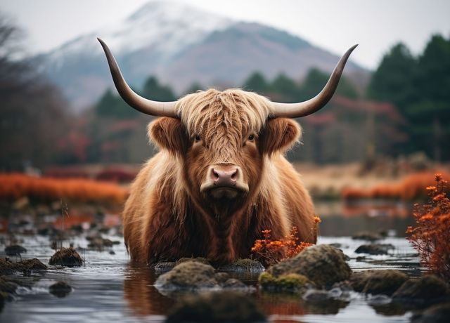 colourful highland cow picture