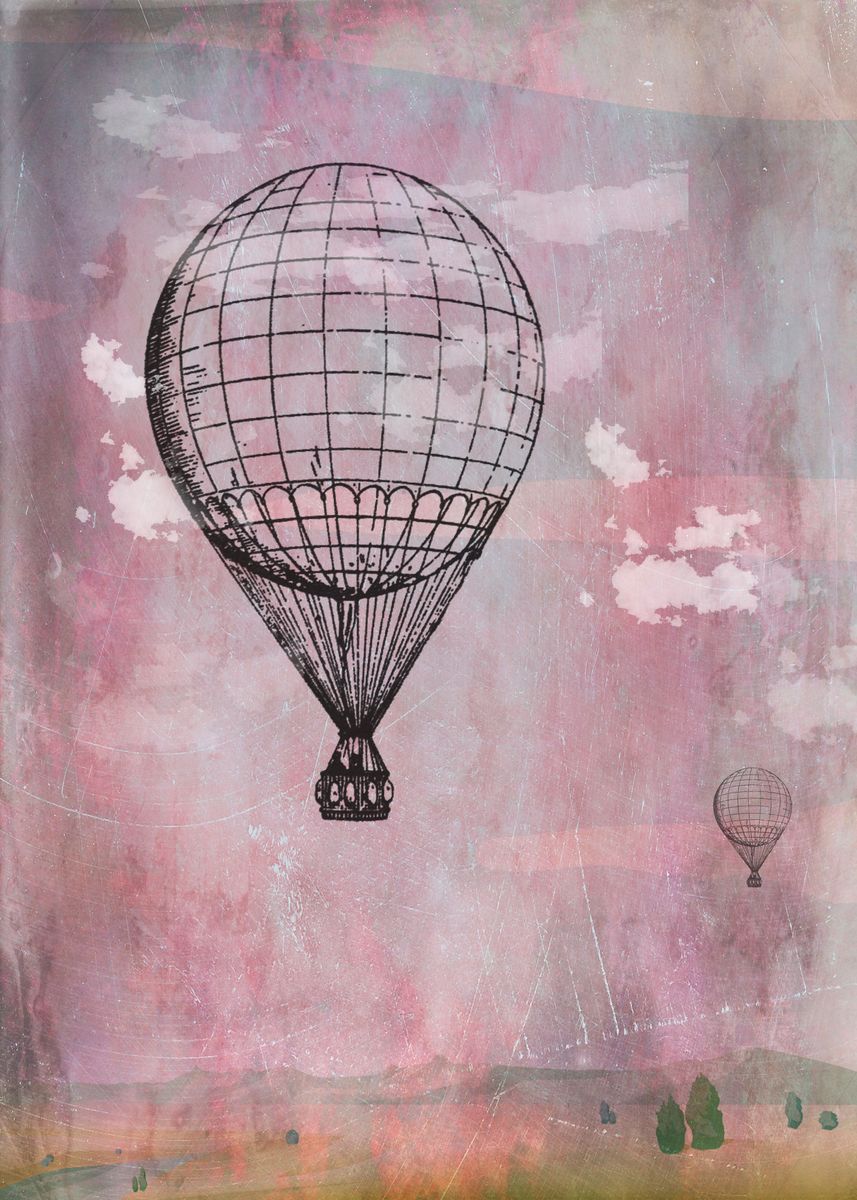 'Hot air balloon' Poster, picture, metal print, paint by Roswitha Lorz ...