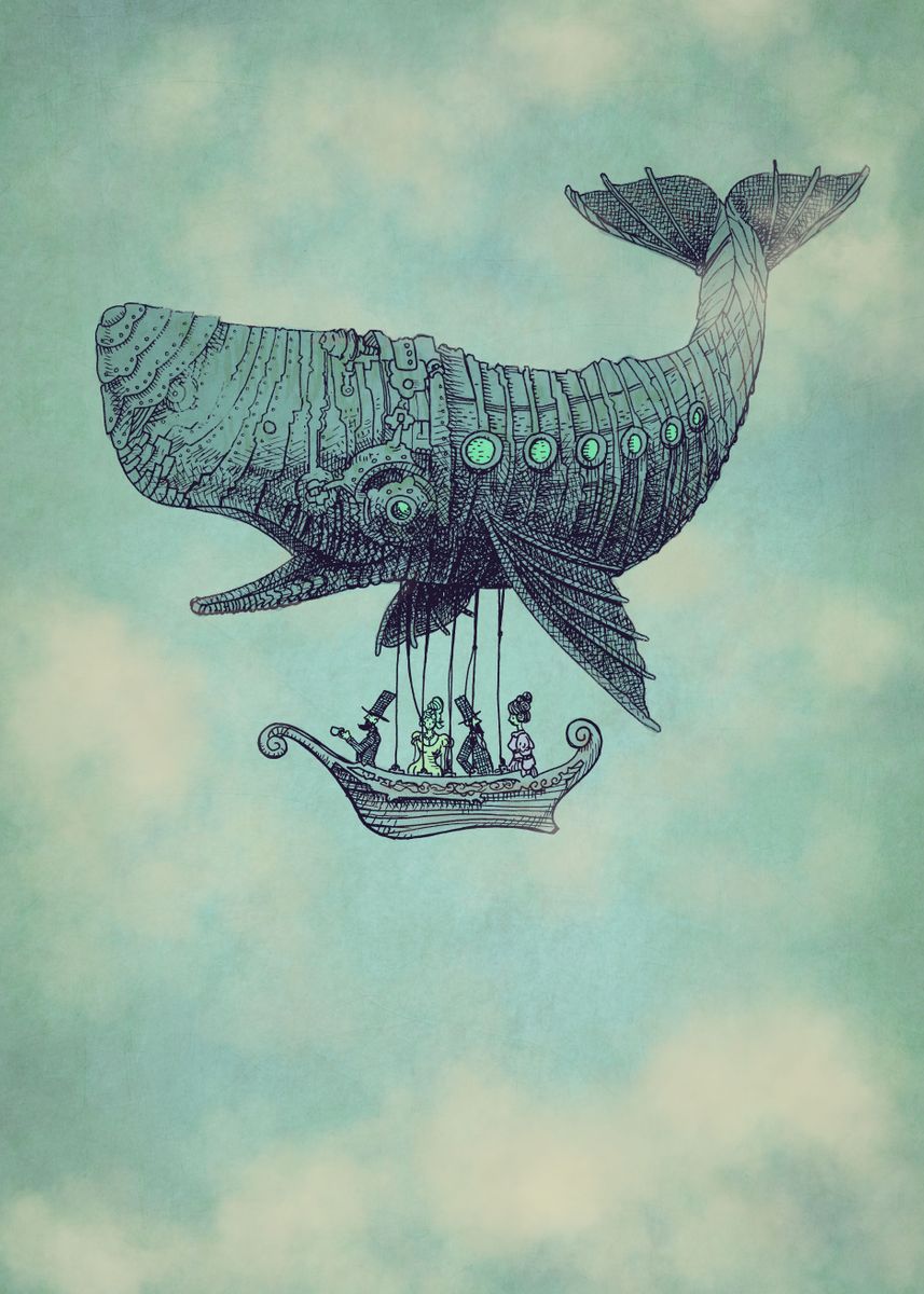 Корабль и кит рисунок