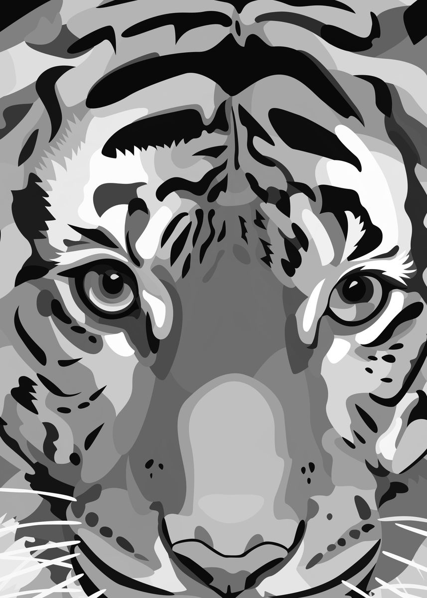 'Black And White Tiger' Poster by Orna Artzi | Displate