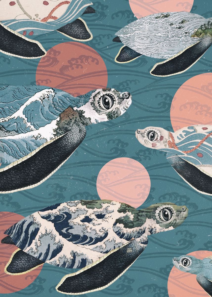 'Sea Turtle Polka' Poster by Paula  Belle Flores | Displate