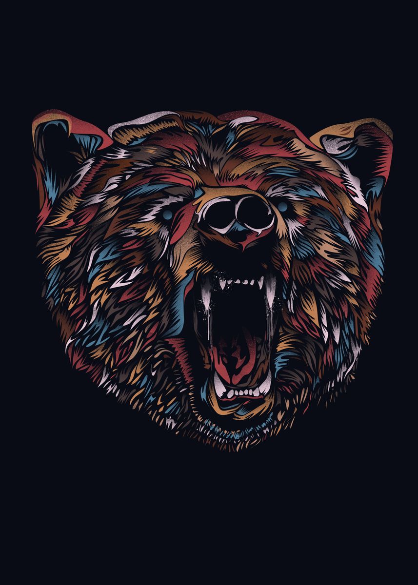 'Wild Bear' Poster, picture, metal print, paint by Dan Fajardo | Displate