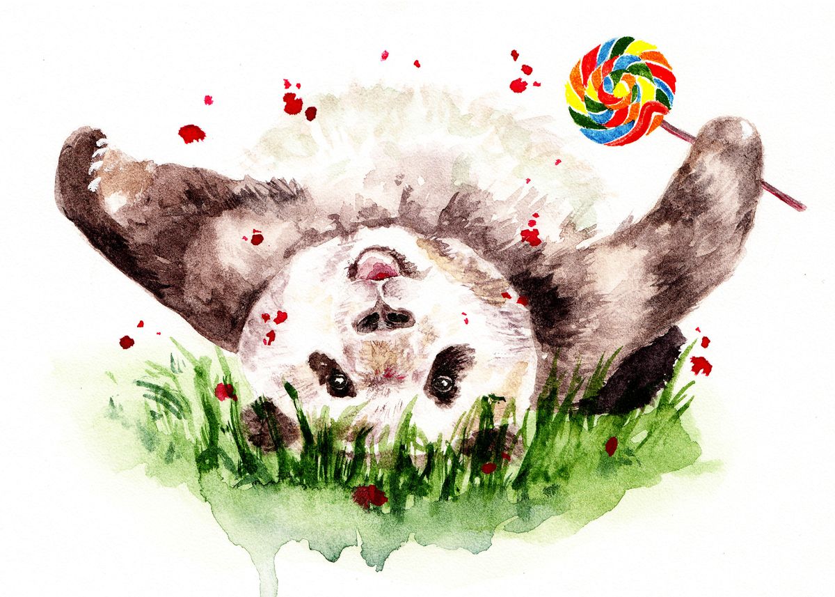 Панды акварелью изображение без авторских прав