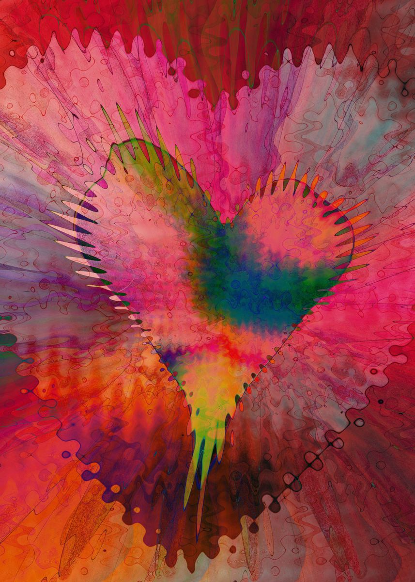 'Abstract Heart Palpitations' Poster, picture, metal print, paint by ...