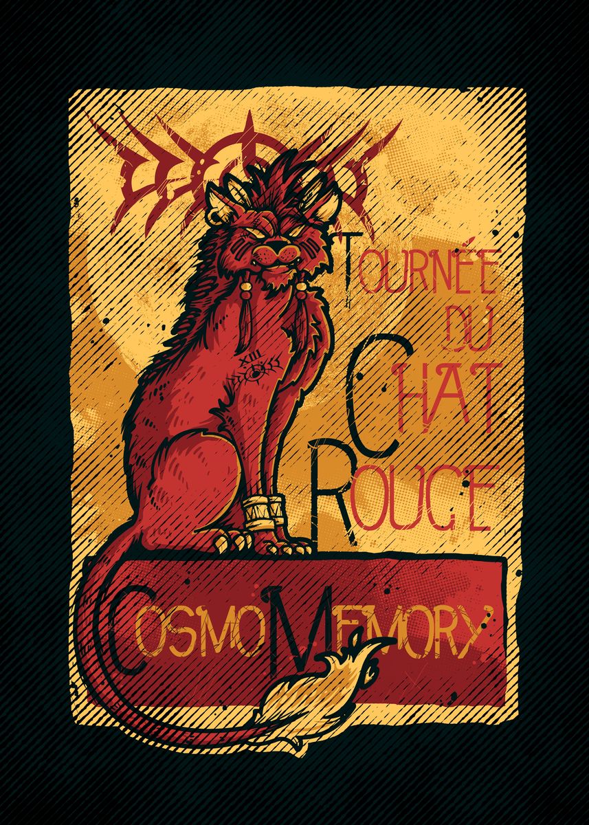 'Le Chat Rouge' Poster, picture, metal print, paint by Q Artwork | Displate