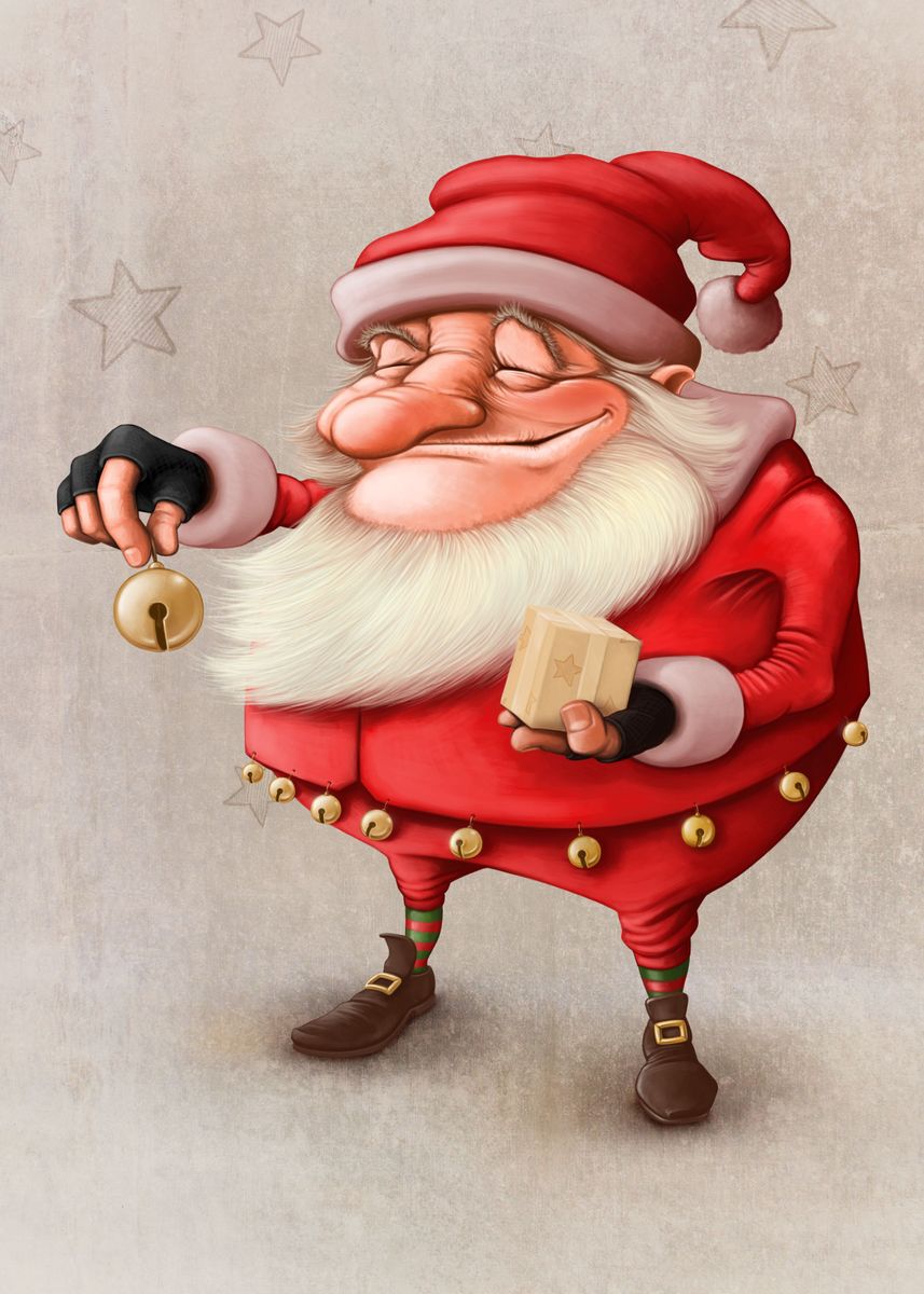 Distarten Santa 'Santa's Bell' Poster by Giordano Aita | Displate