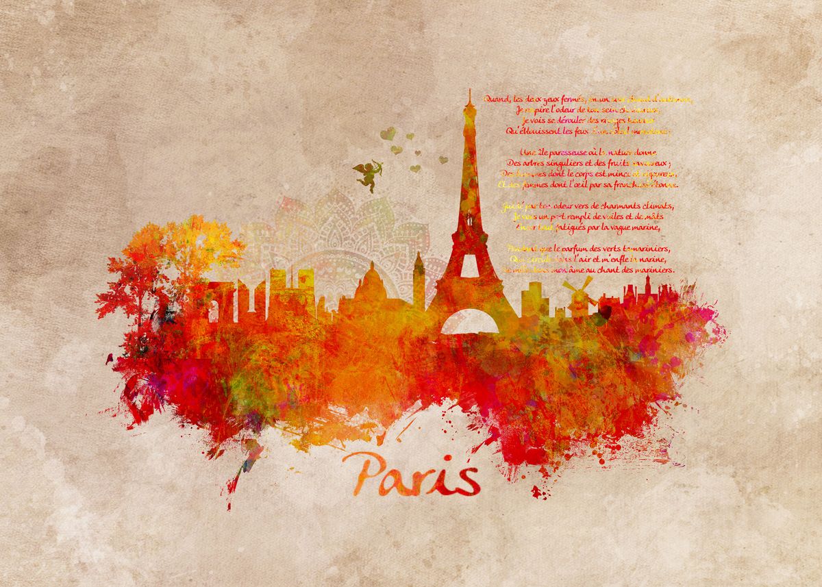 'Paris skyline city' Poster by JBJart Justyna Jaszke | Displate