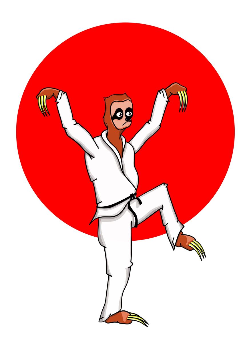 'sloth Doing Karate' Poster, Picture, Metal Print, Paint By Mailbox 