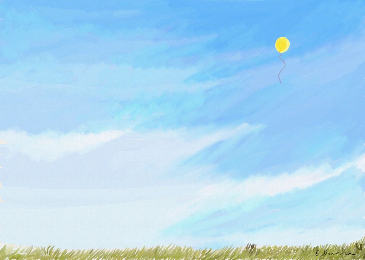 'A happy yellow balloon in the sky' Poster by Eliza Donovan | Displate