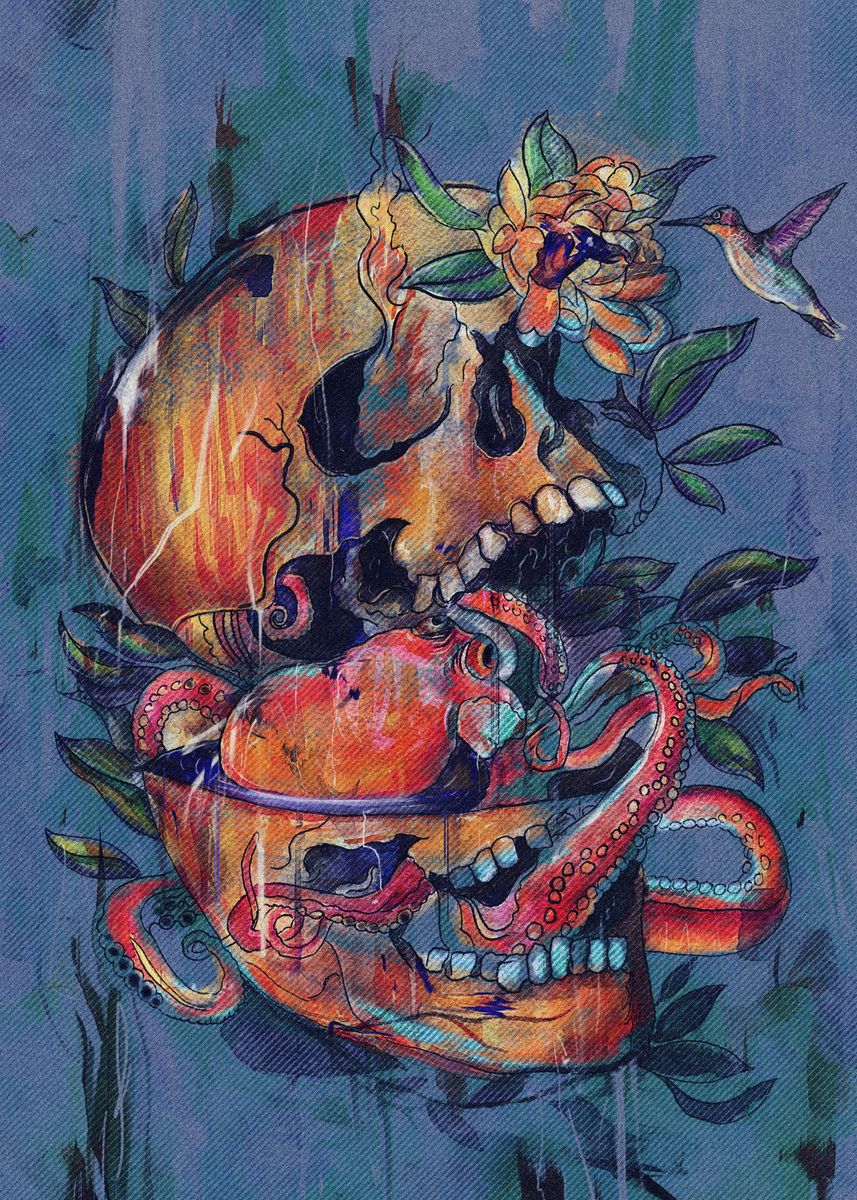 'Hunter Eats Hunter' Poster, picture, metal print, paint by Laurence