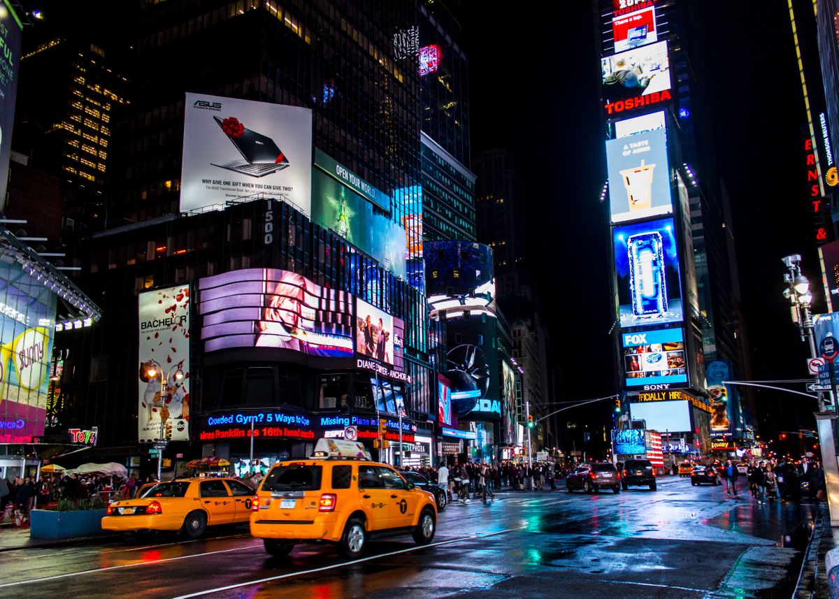 'times Square, New York, At Night' Poster By Lisa Knapen 