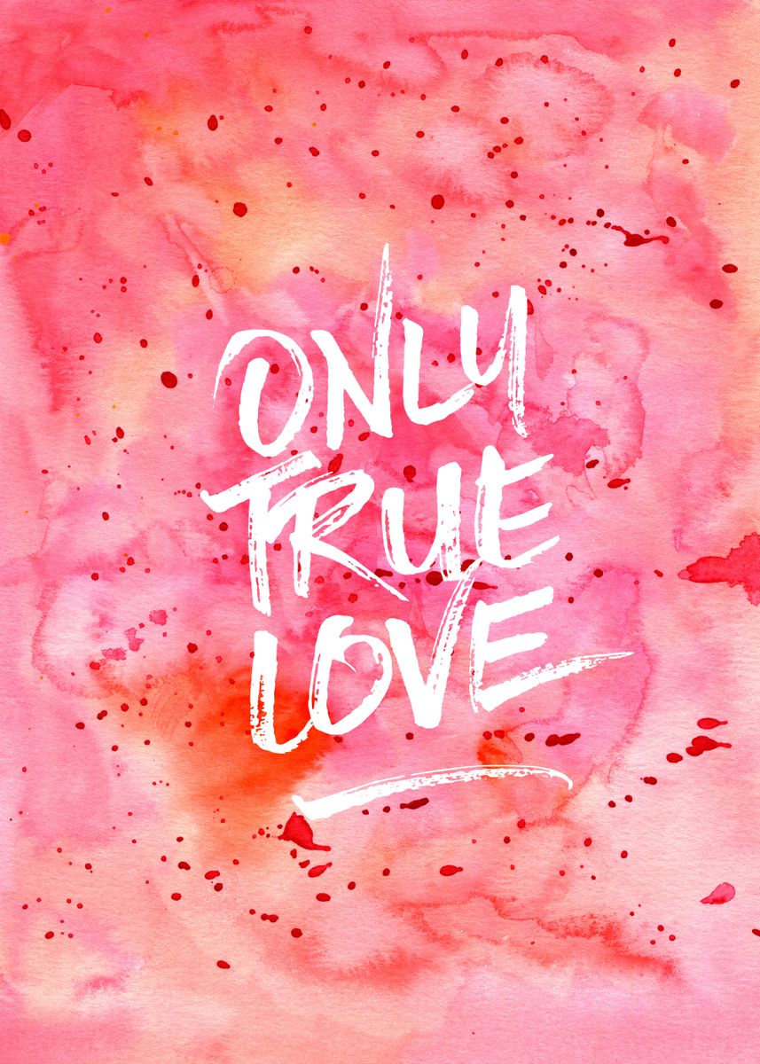 'Only True Love Handpainted Abstract Watercolor Red Pink ... ' Poster ...